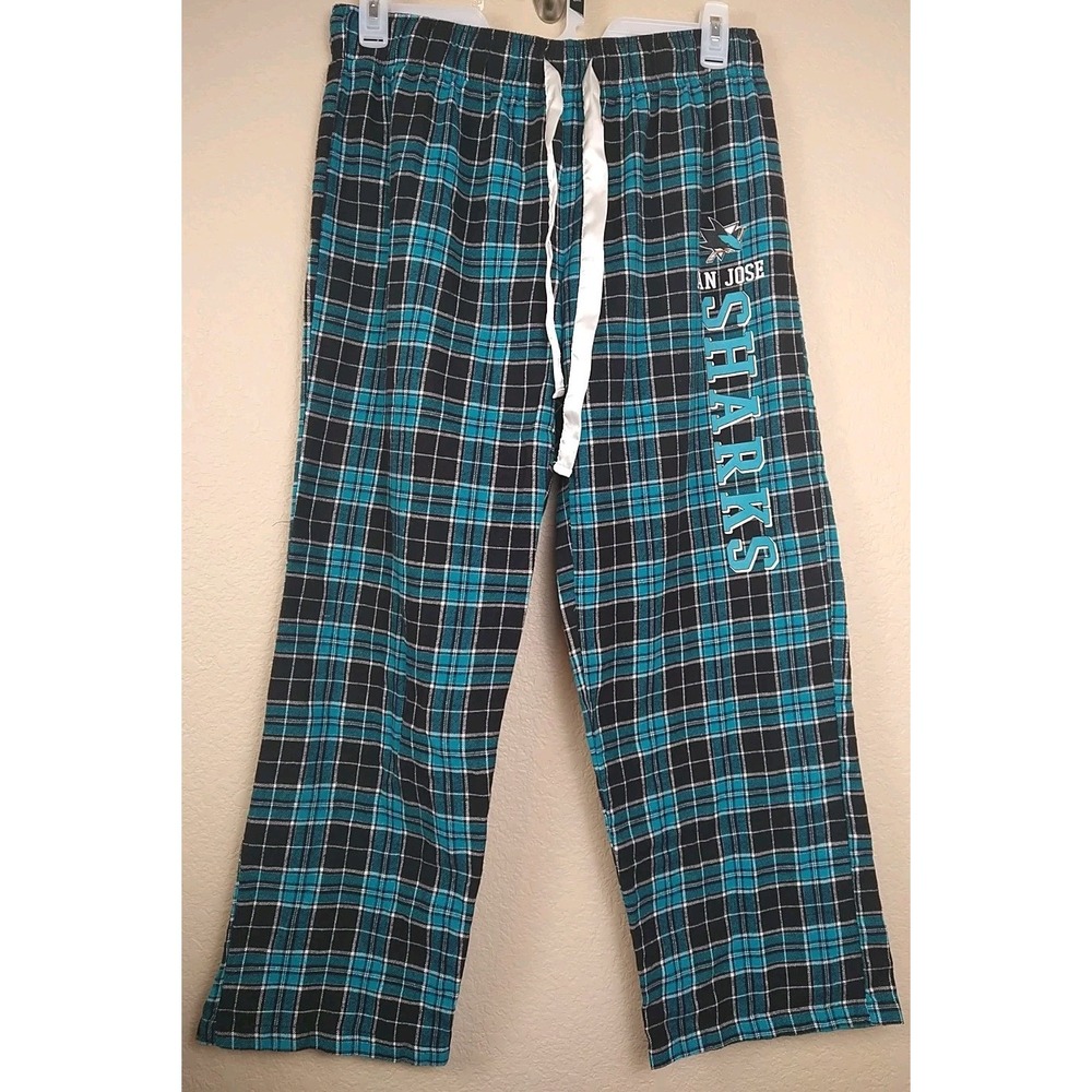 San Jose Sharks Men's Blue Plaid Pajama Pants XL